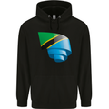 Curled Tanzania Flag Tanzanian Day Football Childrens Kids Hoodie Black