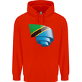 Curled Tanzania Flag Tanzanian Day Football Childrens Kids Hoodie Bright Red