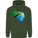 Curled Tanzania Flag Tanzanian Day Football Childrens Kids Hoodie Forest Green