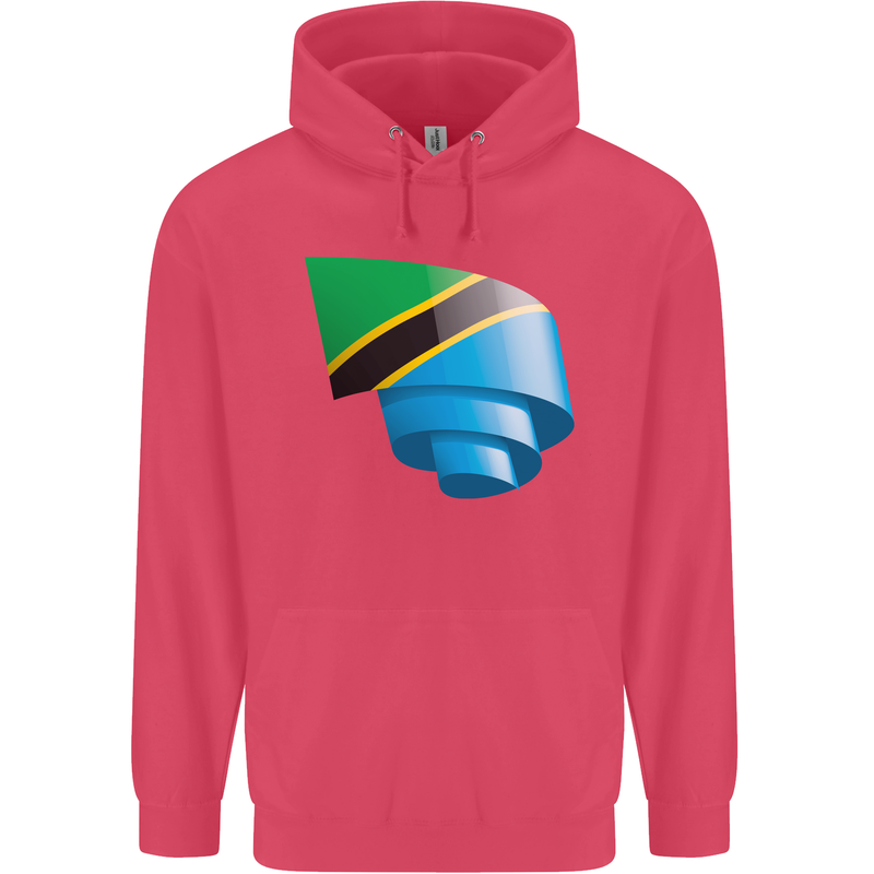 Curled Tanzania Flag Tanzanian Day Football Childrens Kids Hoodie Heliconia
