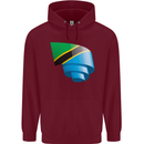 Curled Tanzania Flag Tanzanian Day Football Childrens Kids Hoodie Maroon