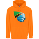 Curled Tanzania Flag Tanzanian Day Football Childrens Kids Hoodie Orange
