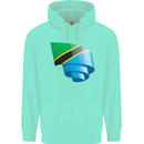 Curled Tanzania Flag Tanzanian Day Football Childrens Kids Hoodie Peppermint
