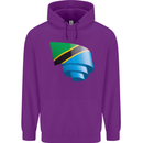 Curled Tanzania Flag Tanzanian Day Football Childrens Kids Hoodie Purple