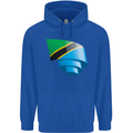 Curled Tanzania Flag Tanzanian Day Football Childrens Kids Hoodie Royal Blue