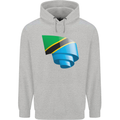 Curled Tanzania Flag Tanzanian Day Football Childrens Kids Hoodie Sports Grey