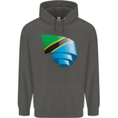 Curled Tanzania Flag Tanzanian Day Football Childrens Kids Hoodie Storm Grey