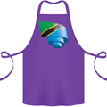 Curled Tanzania Flag Tanzanian Day Football Cotton Apron 100% Organic Purple