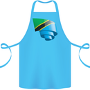 Curled Tanzania Flag Tanzanian Day Football Cotton Apron 100% Organic Turquoise
