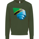 Curled Tanzania Flag Tanzanian Day Football Kids Sweatshirt Jumper Forest Green