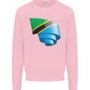 Curled Tanzania Flag Tanzanian Day Football Kids Sweatshirt Jumper Light Pink