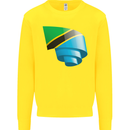 Curled Tanzania Flag Tanzanian Day Football Kids Sweatshirt Jumper Yellow
