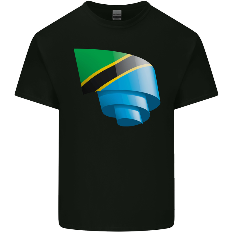Curled Tanzania Flag Tanzanian Day Football Kids T-Shirt Childrens Black