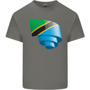 Curled Tanzania Flag Tanzanian Day Football Kids T-Shirt Childrens Charcoal