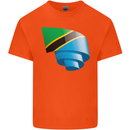 Curled Tanzania Flag Tanzanian Day Football Kids T-Shirt Childrens Orange