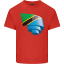 Curled Tanzania Flag Tanzanian Day Football Kids T-Shirt Childrens Red