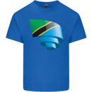 Curled Tanzania Flag Tanzanian Day Football Kids T-Shirt Childrens Royal Blue