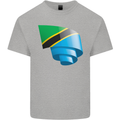 Curled Tanzania Flag Tanzanian Day Football Kids T-Shirt Childrens Sports Grey