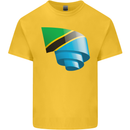 Curled Tanzania Flag Tanzanian Day Football Kids T-Shirt Childrens Yellow
