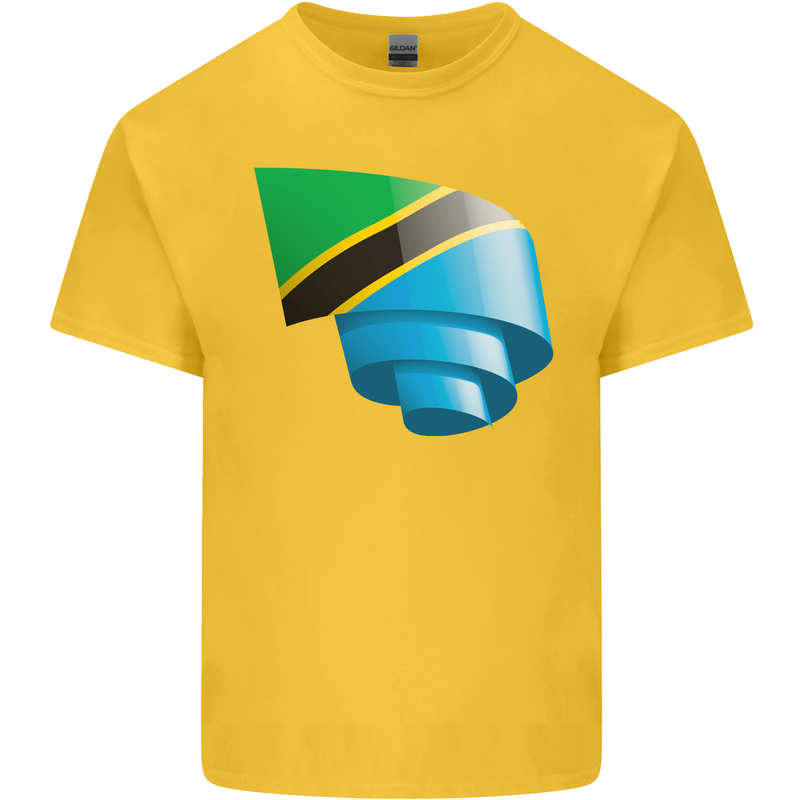 Curled Tanzania Flag Tanzanian Day Football Kids T-Shirt Childrens Yellow