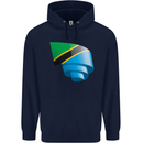 Curled Tanzania Flag Tanzanian Day Football Mens 80% Cotton Hoodie Navy Blue