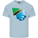 Curled Tanzania Flag Tanzanian Day Football Mens Cotton T-Shirt Tee Top Light Blue