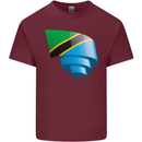 Curled Tanzania Flag Tanzanian Day Football Mens Cotton T-Shirt Tee Top Maroon