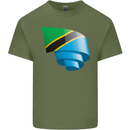 Curled Tanzania Flag Tanzanian Day Football Mens Cotton T-Shirt Tee Top Military Green