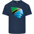 Curled Tanzania Flag Tanzanian Day Football Mens Cotton T-Shirt Tee Top Navy Blue