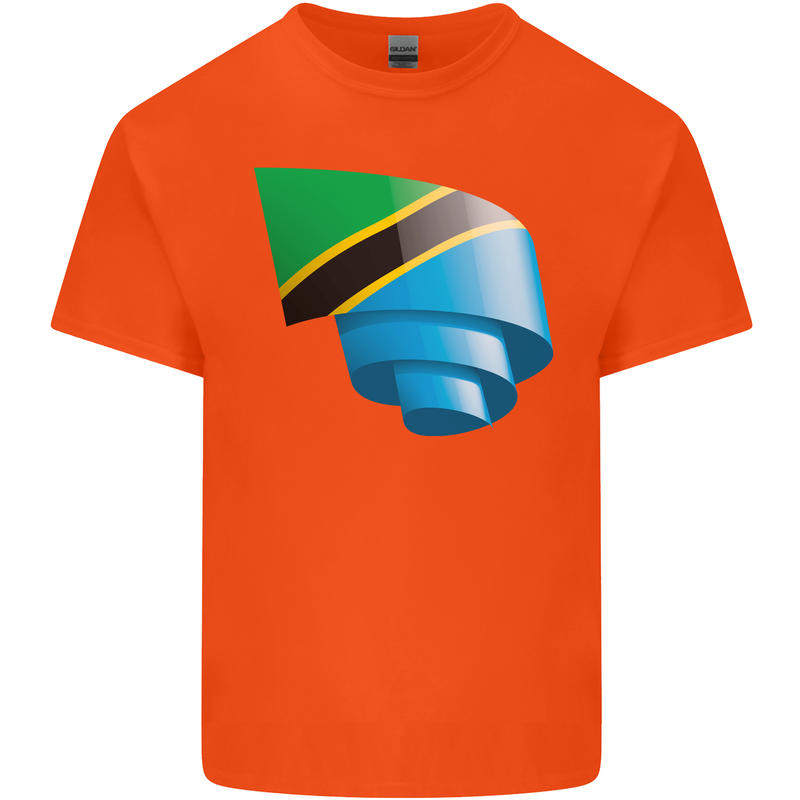 Curled Tanzania Flag Tanzanian Day Football Mens Cotton T-Shirt Tee Top Orange