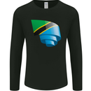 Curled Tanzania Flag Tanzanian Day Football Mens Long Sleeve T-Shirt Black