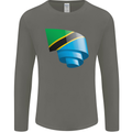 Curled Tanzania Flag Tanzanian Day Football Mens Long Sleeve T-Shirt Charcoal