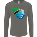 Curled Tanzania Flag Tanzanian Day Football Mens Long Sleeve T-Shirt Charcoal