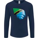 Curled Tanzania Flag Tanzanian Day Football Mens Long Sleeve T-Shirt Navy Blue