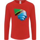Curled Tanzania Flag Tanzanian Day Football Mens Long Sleeve T-Shirt Red