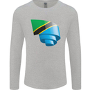 Curled Tanzania Flag Tanzanian Day Football Mens Long Sleeve T-Shirt Sports Grey
