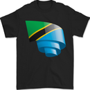 Curled Tanzania Flag Tanzanian Day Football Mens T-Shirt 100% Cotton Black