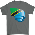 Curled Tanzania Flag Tanzanian Day Football Mens T-Shirt 100% Cotton Charcoal