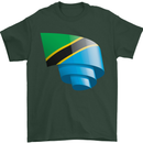 Curled Tanzania Flag Tanzanian Day Football Mens T-Shirt 100% Cotton Forest Green