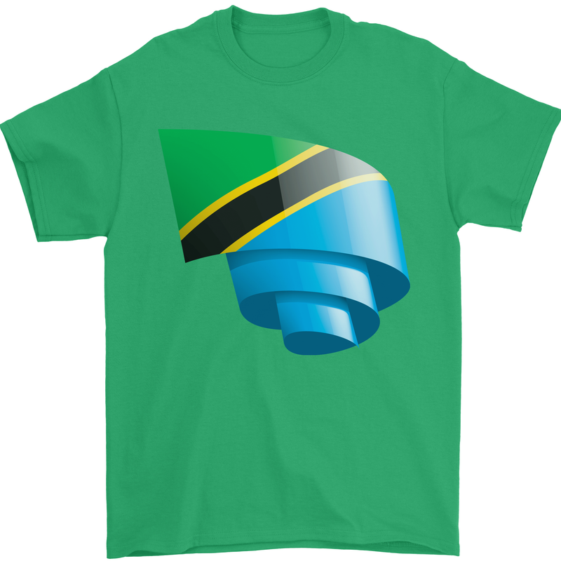 Curled Tanzania Flag Tanzanian Day Football Mens T-Shirt 100% Cotton Irish Green
