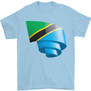 Curled Tanzania Flag Tanzanian Day Football Mens T-Shirt 100% Cotton Light Blue