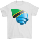 Curled Tanzania Flag Tanzanian Day Football Mens T-Shirt 100% Cotton White