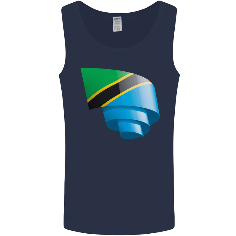 Curled Tanzania Flag Tanzanian Day Football Mens Vest Tank Top Navy Blue
