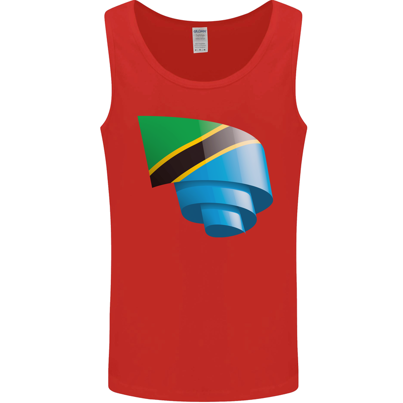 Curled Tanzania Flag Tanzanian Day Football Mens Vest Tank Top Red