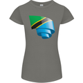 Curled Tanzania Flag Tanzanian Day Football Womens Petite Cut T-Shirt Charcoal