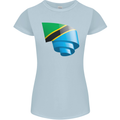 Curled Tanzania Flag Tanzanian Day Football Womens Petite Cut T-Shirt Light Blue