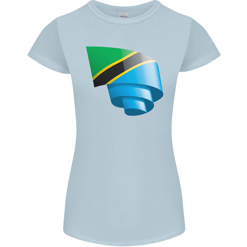 Curled Tanzania Flag Tanzanian Day Football Womens Petite Cut T-Shirt Light Blue