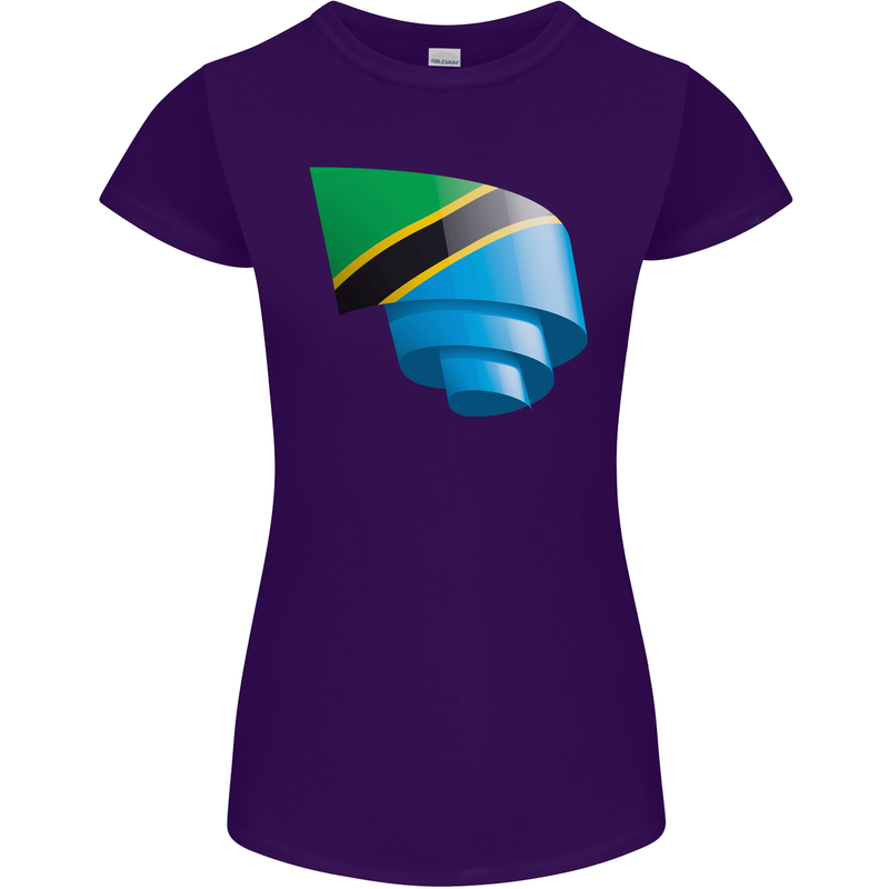 Curled Tanzania Flag Tanzanian Day Football Womens Petite Cut T-Shirt Purple