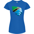 Curled Tanzania Flag Tanzanian Day Football Womens Petite Cut T-Shirt Royal Blue
