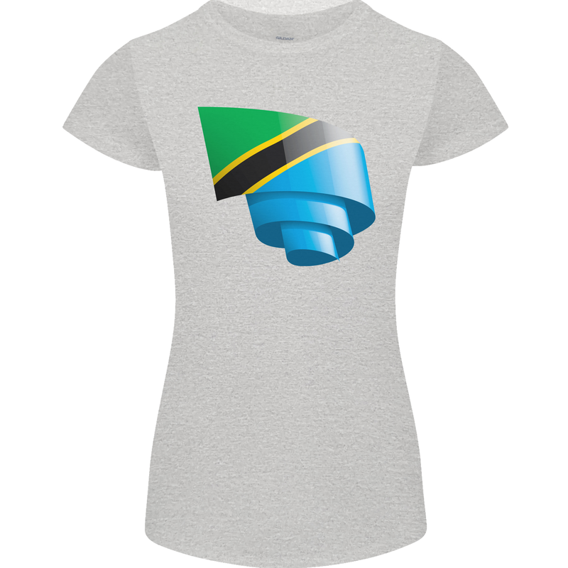 Curled Tanzania Flag Tanzanian Day Football Womens Petite Cut T-Shirt Sports Grey